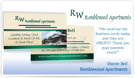 Ramblewood Apartments Business Card Testimonial