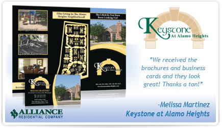 Keystone at Alamo Heights Brochure and Business Card Testimonial