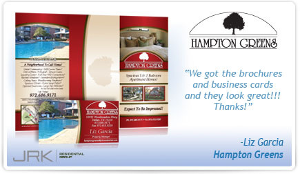 Hampton Greens Brochure and Business Card Testimonial